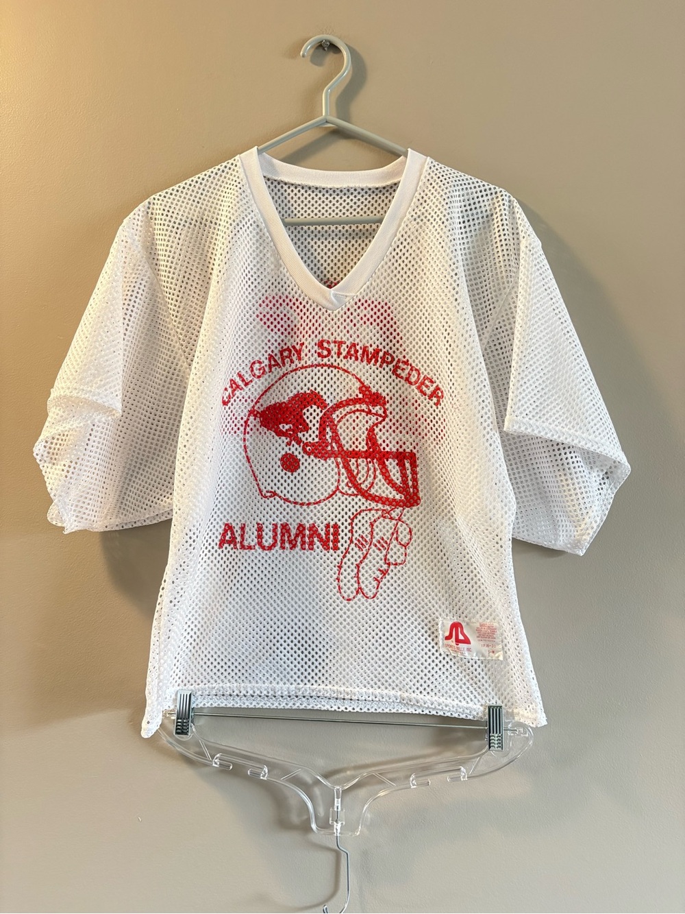 White & Red Calgary Stampeders Alumni Mesh  Jersey made In USA
